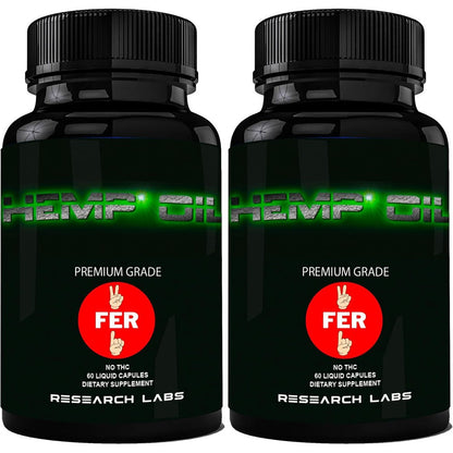 Research Labs Premium Hemp Oil 120 Capsules front view package