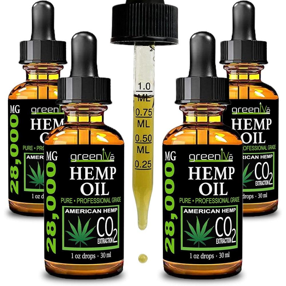 GreenIVe Hemp Oil Drops 28000mg 4 pack front view