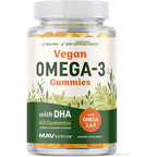 Mav Nutrition vegan omega 3 6 9 plus dha gummies front view bottle