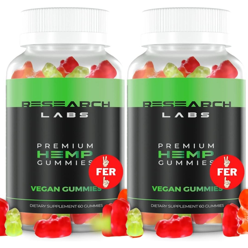 Research Labs Premium Hemp Gummies bottle front view for health support