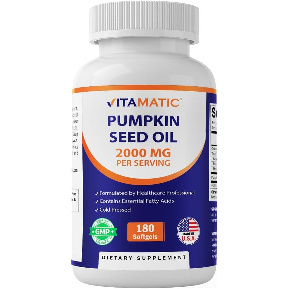 Vitamatic Pumpkin Seed Oil 2000mg supplement bottle front view
