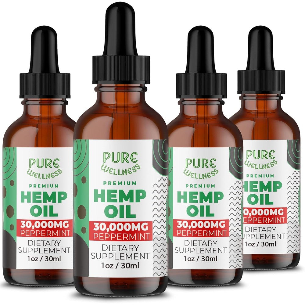 Pure Wellness Organic Hemp Seed Oil Peppermint Flavor front view