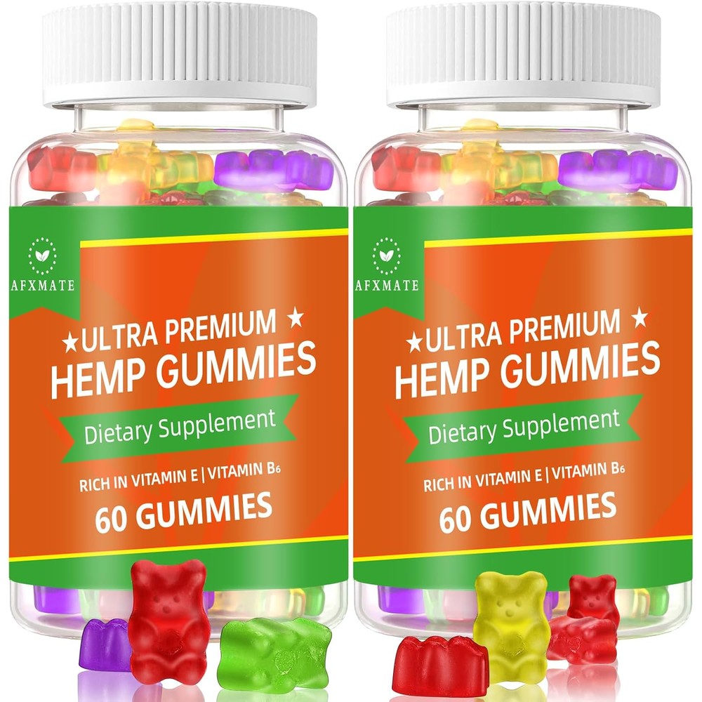 Afxmate Hemp Seed Extract Fruity Gummies 2 Pack front view