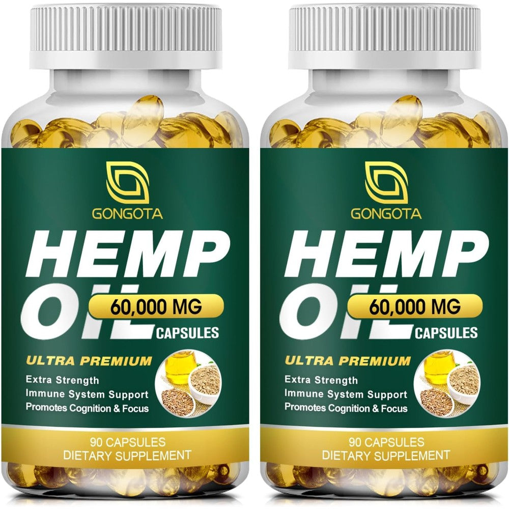 Gongota Hemp Oil Capsules 60000 Max Strength bottle front view