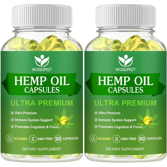 Wogorgt Hemp Oil Capsules 60000mg front view