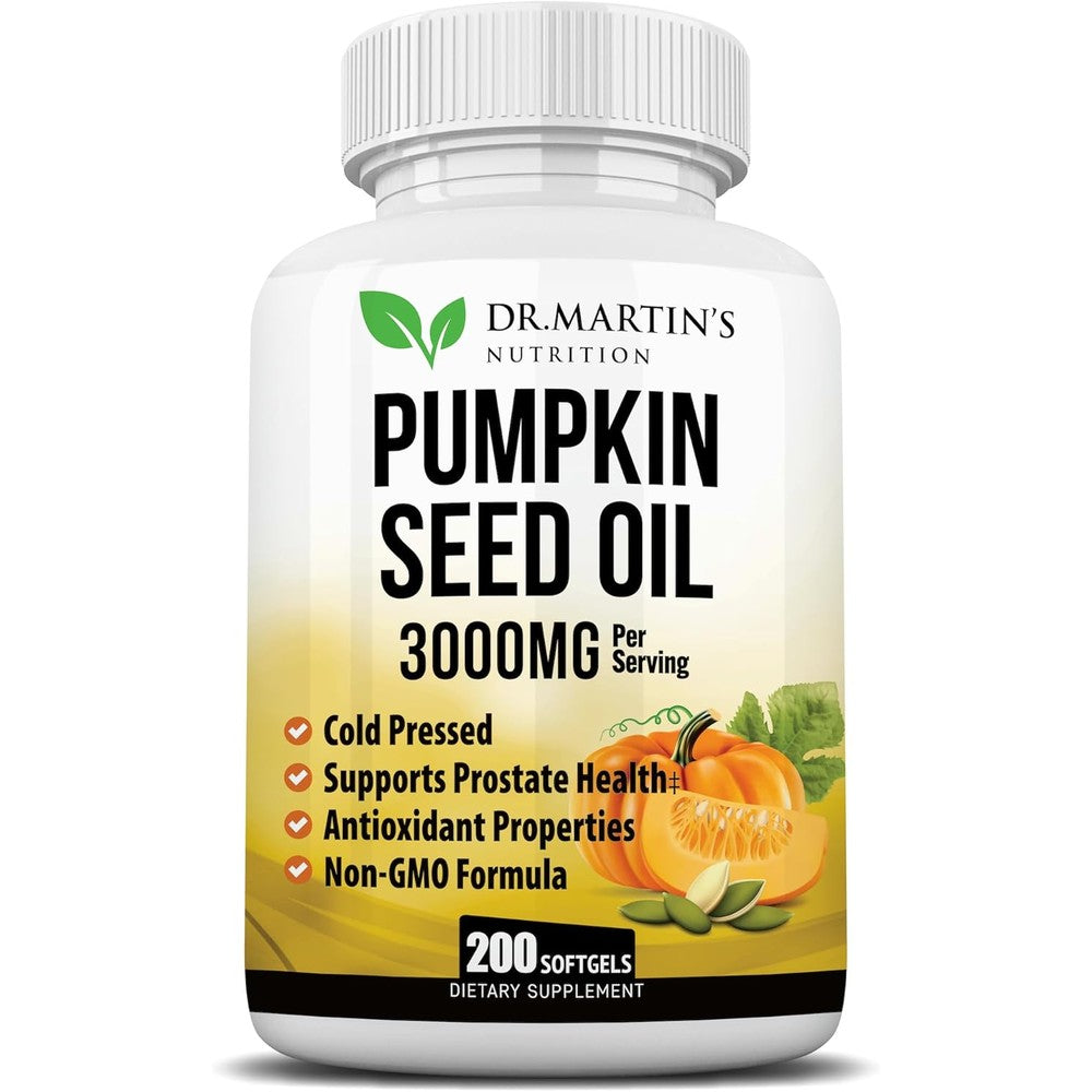 Dr. Martin's Pumpkin Seed Oil 3000mg 200 Softgels front view