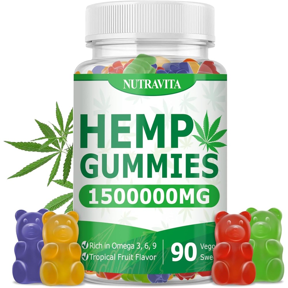 Nutravita high strength natural hemp oil gummies front view