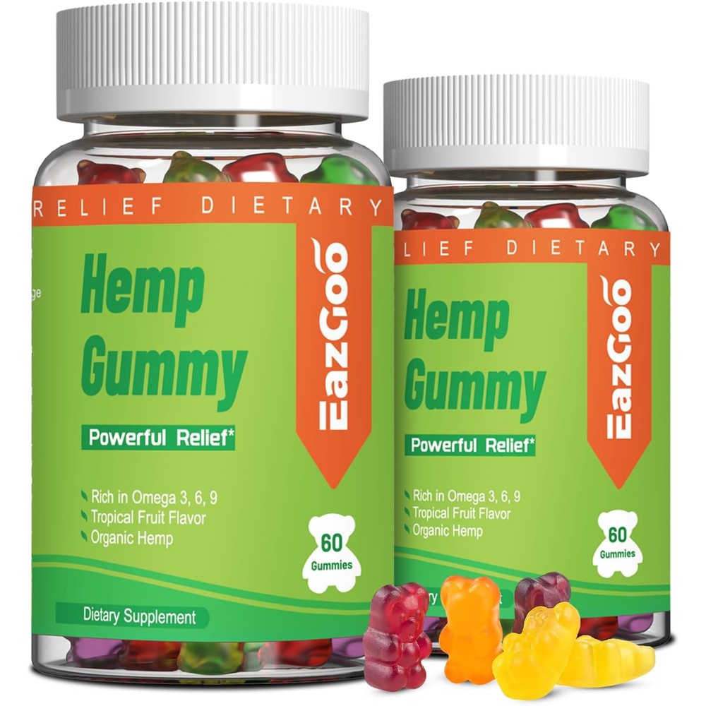 Hooloo Eazgoo Natural Hemp XXL Extra Strength Gummies front view