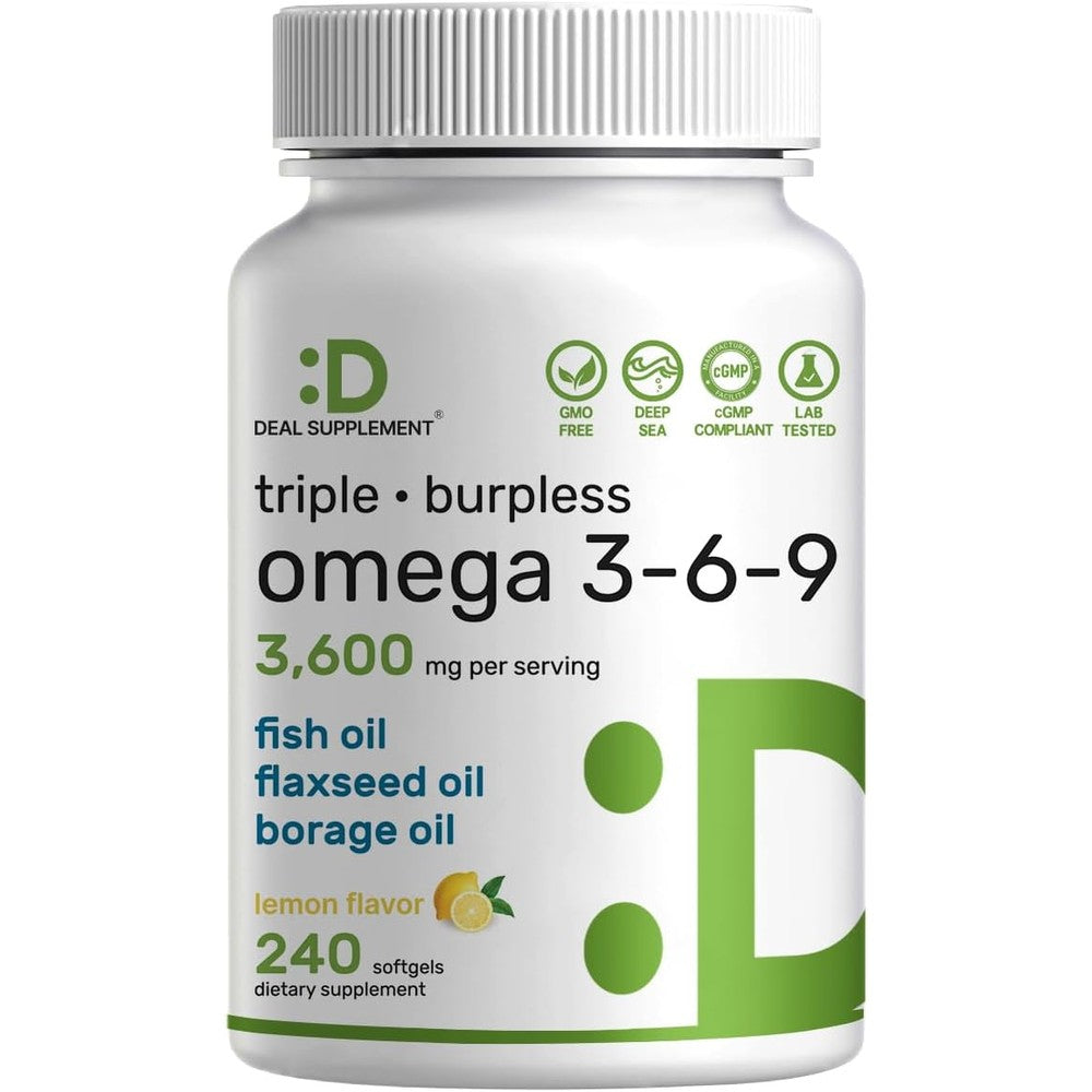 Deal Supplement Triple Omega 3-6-9 240 Softgels front view
