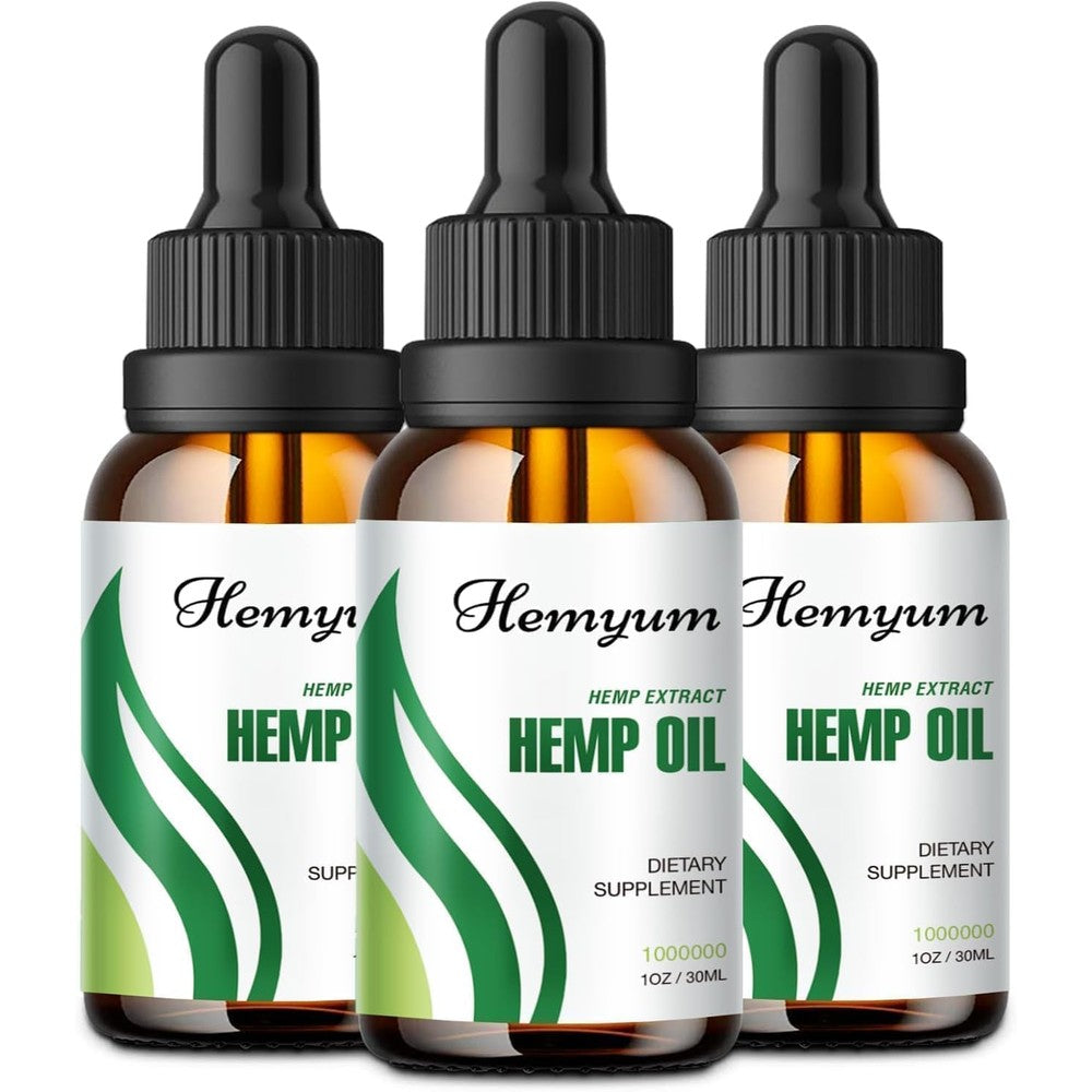 Hemyum hemp oil drops high potency 3 pack front view