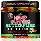 Healthergize hemp gummies tropical rainbow butterflies front view