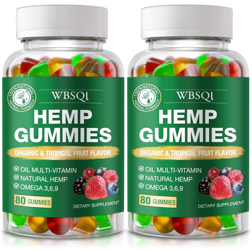 Wbsql Hemp Gummies organic tropical fruit flavour front view