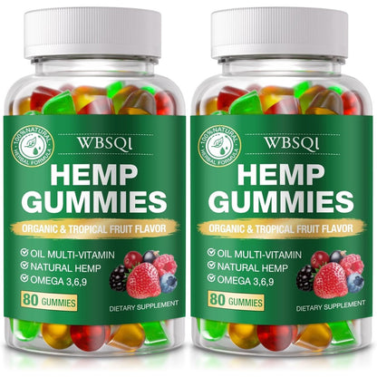 Wbsql Hemp Gummies organic tropical fruit flavour front view