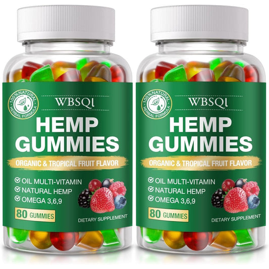 Wbsql Hemp Gummies organic tropical fruit flavour front view