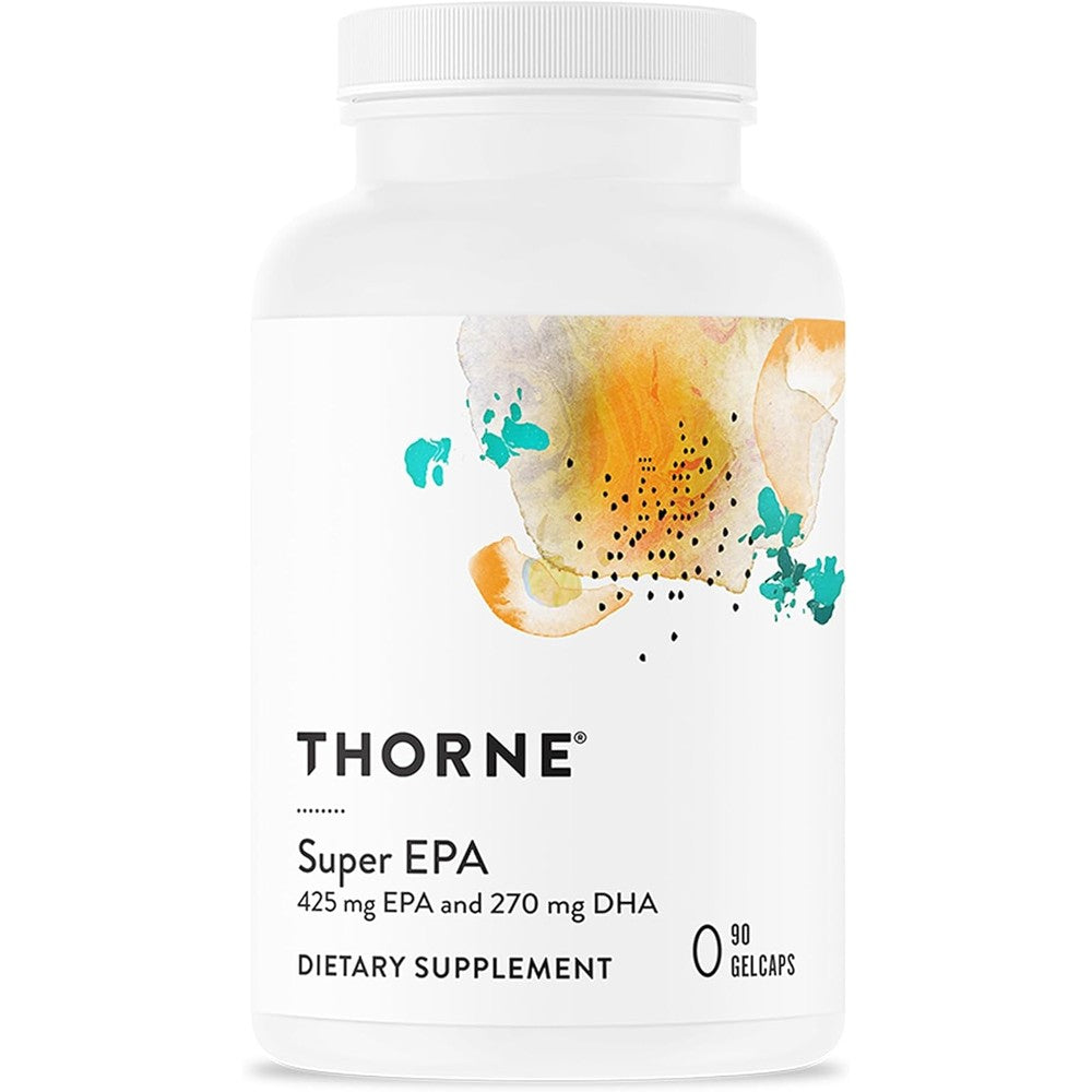 Thorne Super EPA Omega 3 fish oil supplement front bottle view