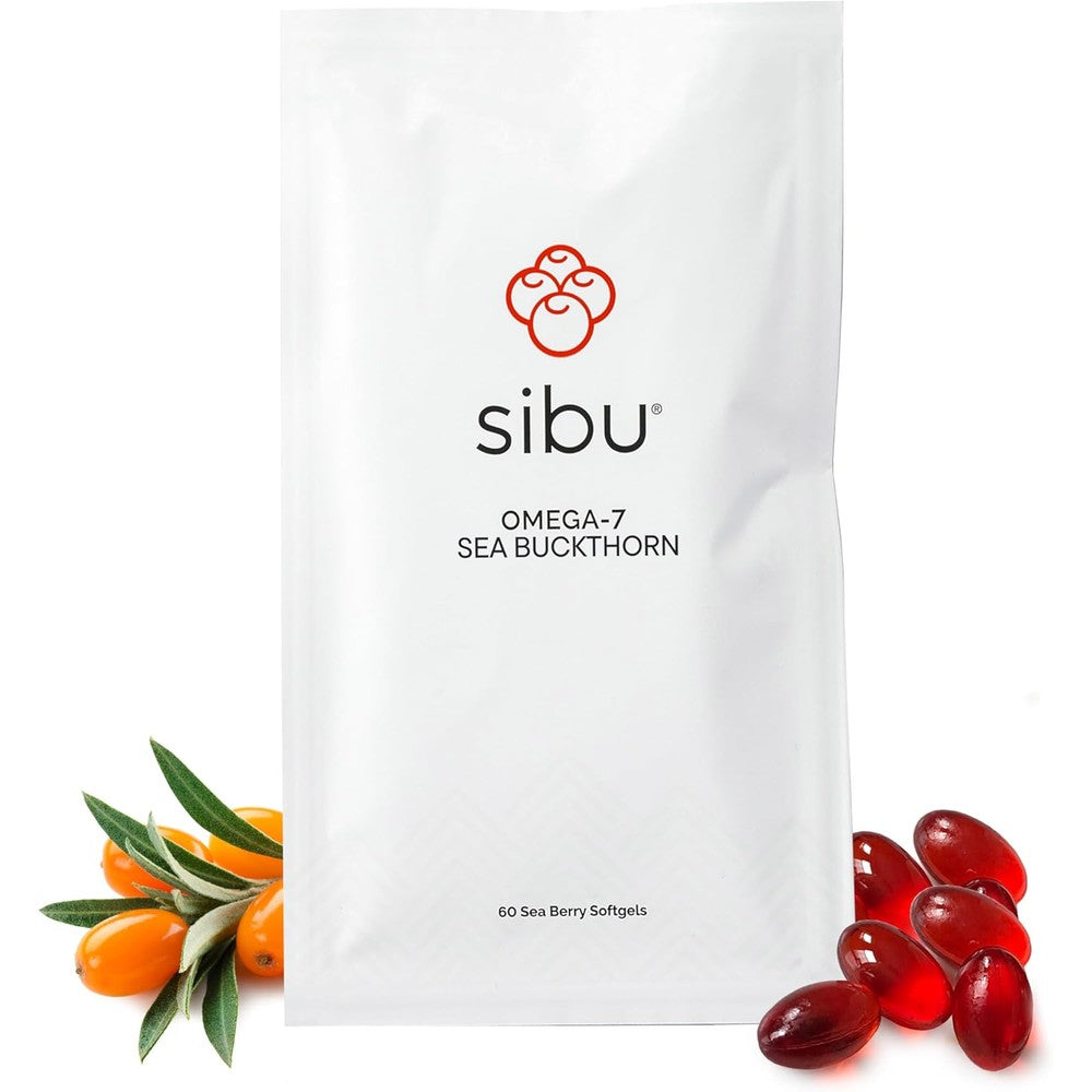 Sibu Sea Buckthorn Omega 7 Softgels 30 day refill sachet front packaging