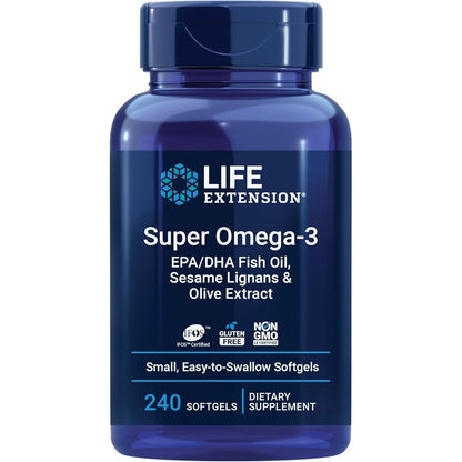 Life Extension Super Omega 3 Fish Oil 240 Softgels front bottle view