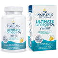 Nordic Naturals Ultimate Omega Mini D3 front view showing lemon flavor and soft gel count