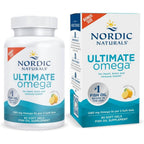 Nordic Naturals Ultimate Omega front view packaging bottle with lemon flavor label