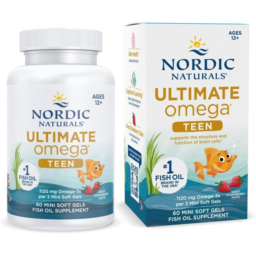 Nordic Naturals Ultimate Omega 2X Teen front view showing authentic USA packaging