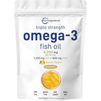 Micro Ingredients Triple Strength Omega 3 Fish Oil pouch front view showing 4200 mg serving size