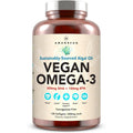 Amandean vegan omega 3 algal oil supplement bottle front view with cream botanical label