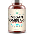 Amandean vegan omega 3 algal oil supplement bottle front view with cream botanical label