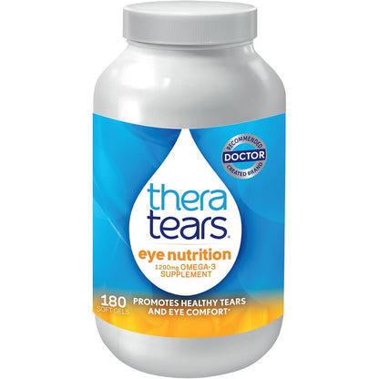 TheraTears Omega 3 Eye Care 180 softgels front packaging showing eye nutrition formula