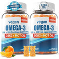 Envycure Vegan Omega 3 Gummies front view bottle packaging with orange flavor details.