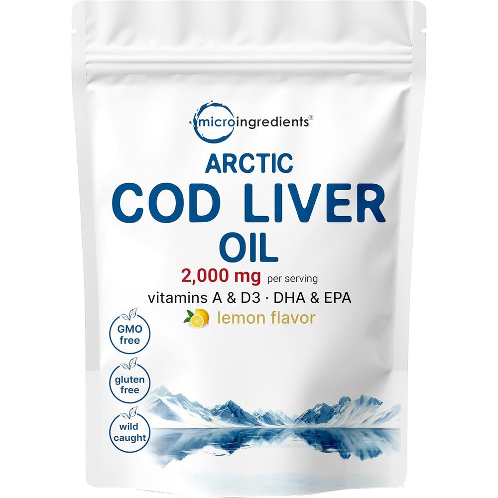 Micro Ingredients Arctic Cod Liver Oil front view pouch packaging.