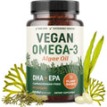 MAV Nutrition Vegan Omega 3 Algae Oil front bottle view with key features.