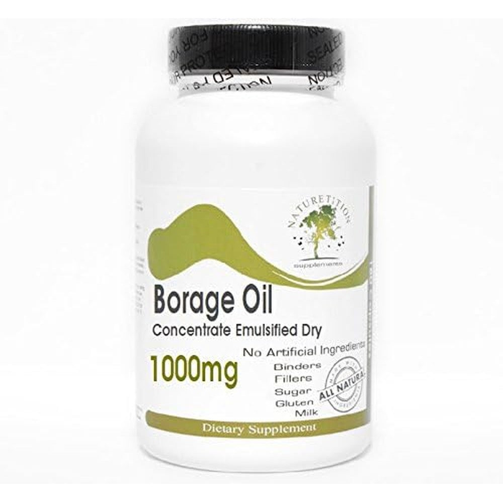 Naturetition Supplements Borage Oil Concentrate 1000 Milligrams 100 Capsules bottle front view for premium skin health.