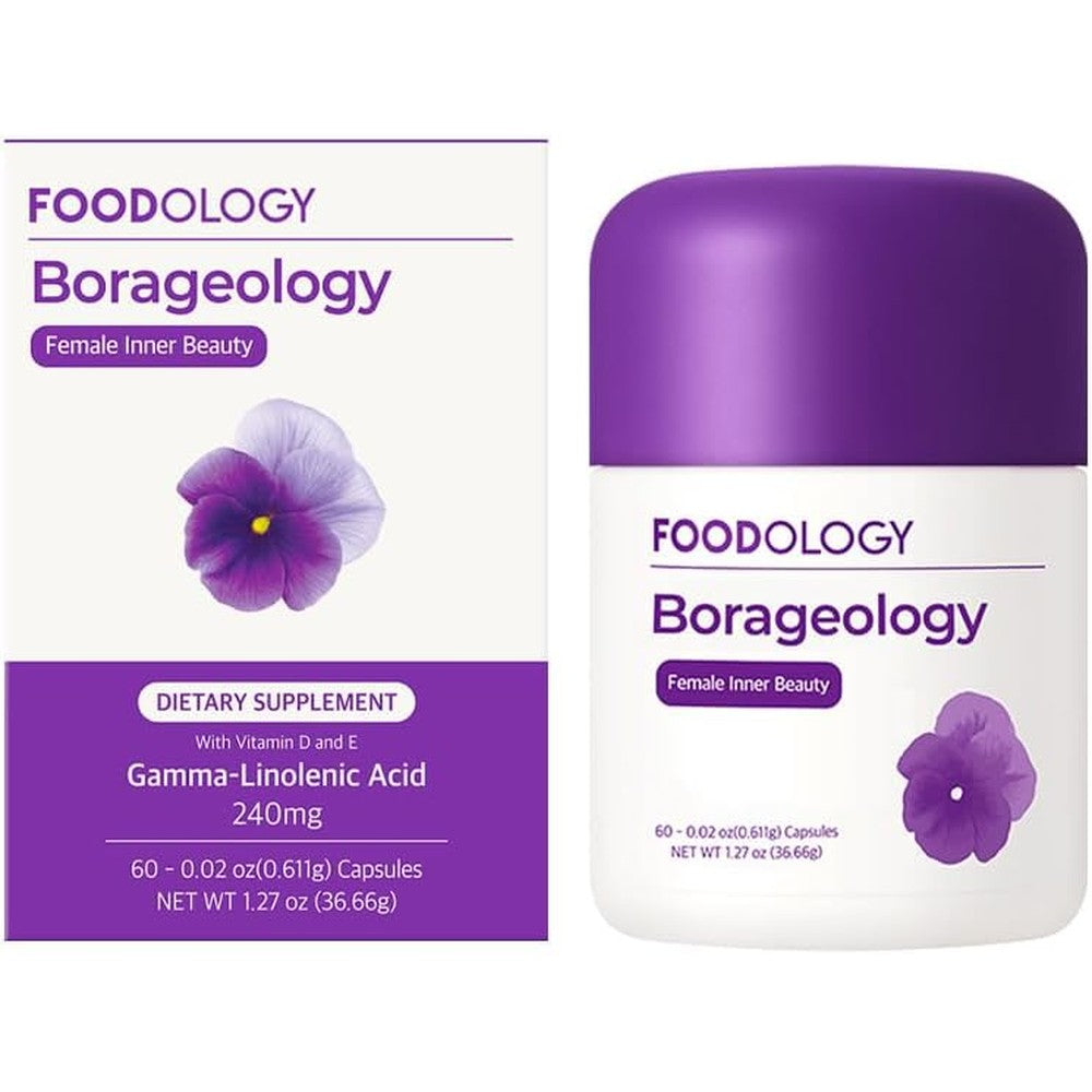 FOODOLOGY Boraology Pure Borage Oil 60 softgels front view packaging