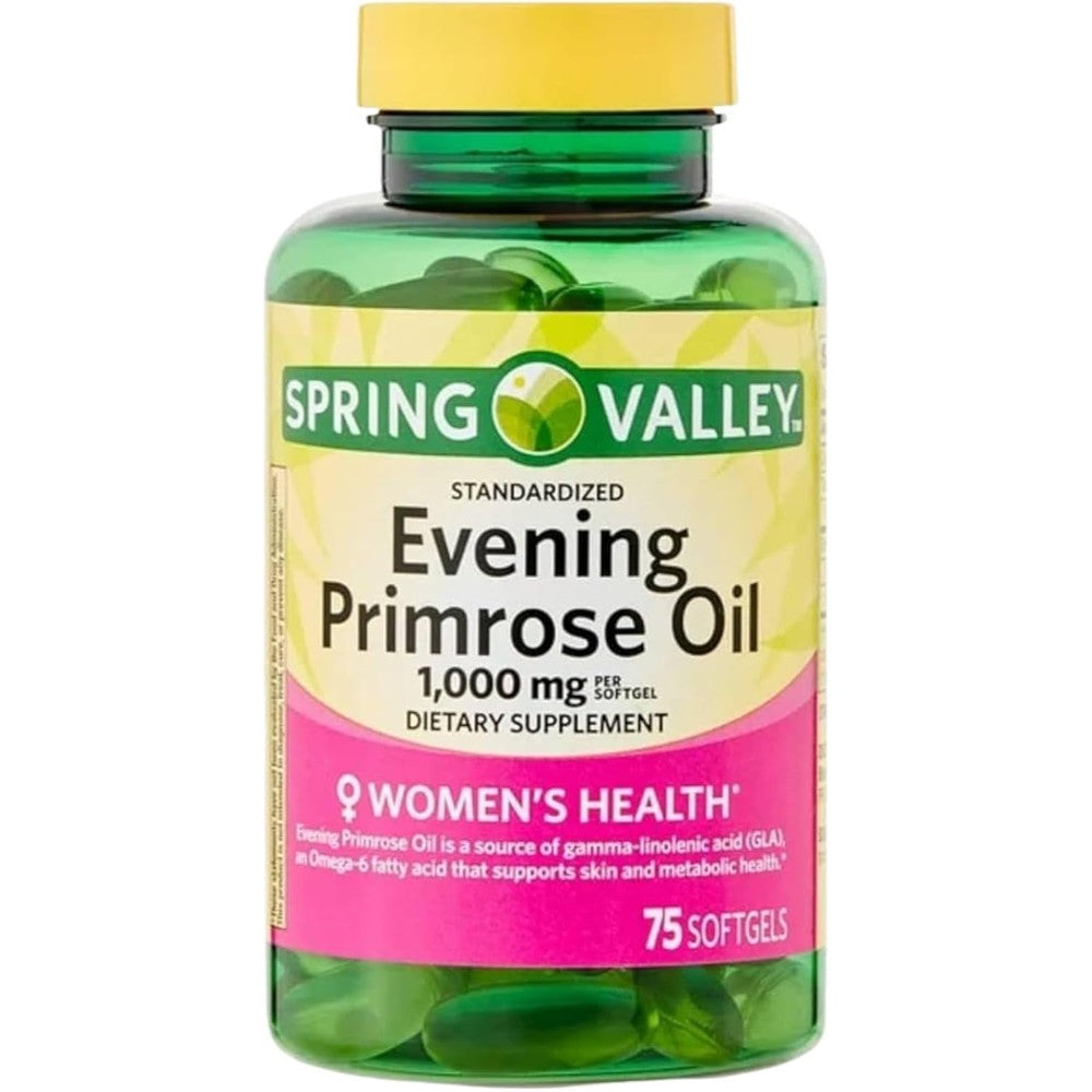 STS Home Evening Primrose Oil 1000mg 75 softgels bottle front view for women wellness.