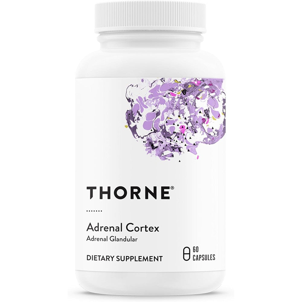 Thorne Adrenal Cortex 50 mg 60 capsules front view bottle for stress management