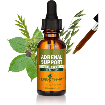 Herb Pharm Adrenal Support Liquid front view authentic USA imported herbal supplement for stress relief