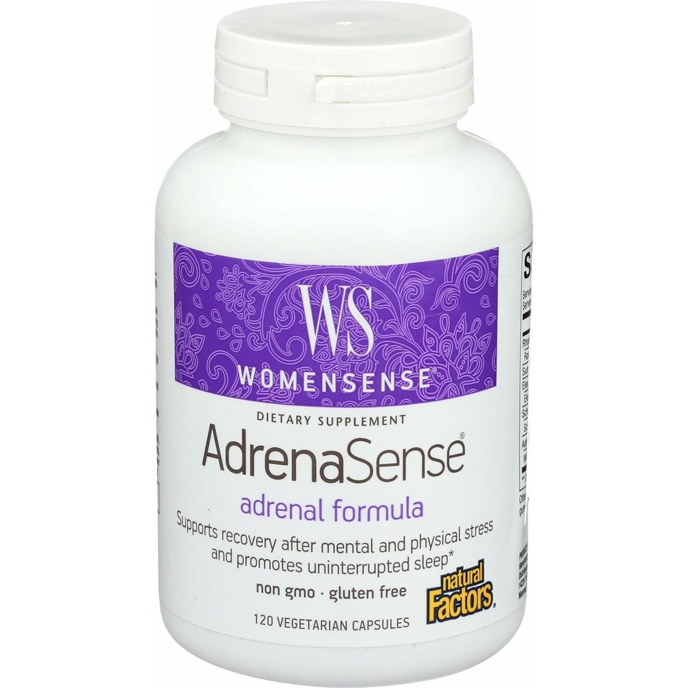 Natural Factors WomenSense AdrenaSense front view bottle for herbal adrenal support