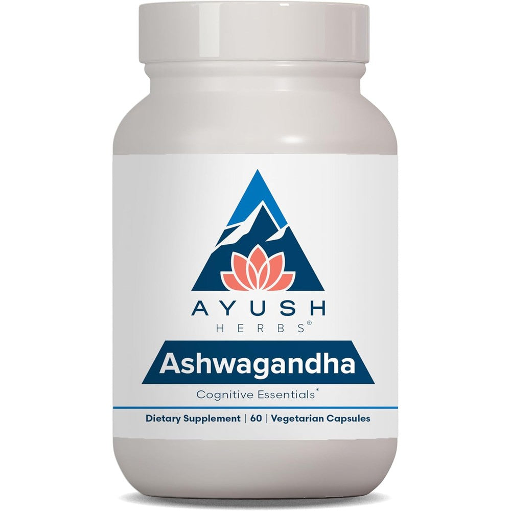 Ayush Herbs Ashwagandha herbal supplement front view bottle packaging