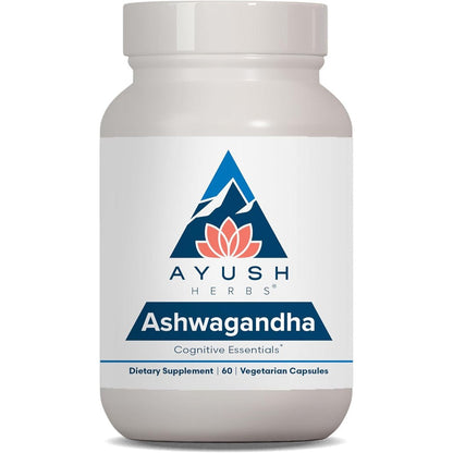 Ayush Herbs Ashwagandha 60 capsules front view bottle for stress relief