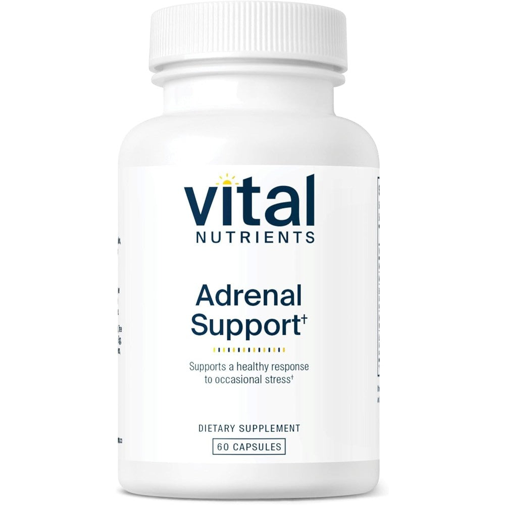 Vital Nutrients Adrenal Support 60 Capsules front bottle view for stress management.