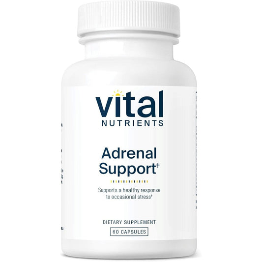 Vital Nutrients Adrenal Support 60 Capsules front bottle view for stress management.