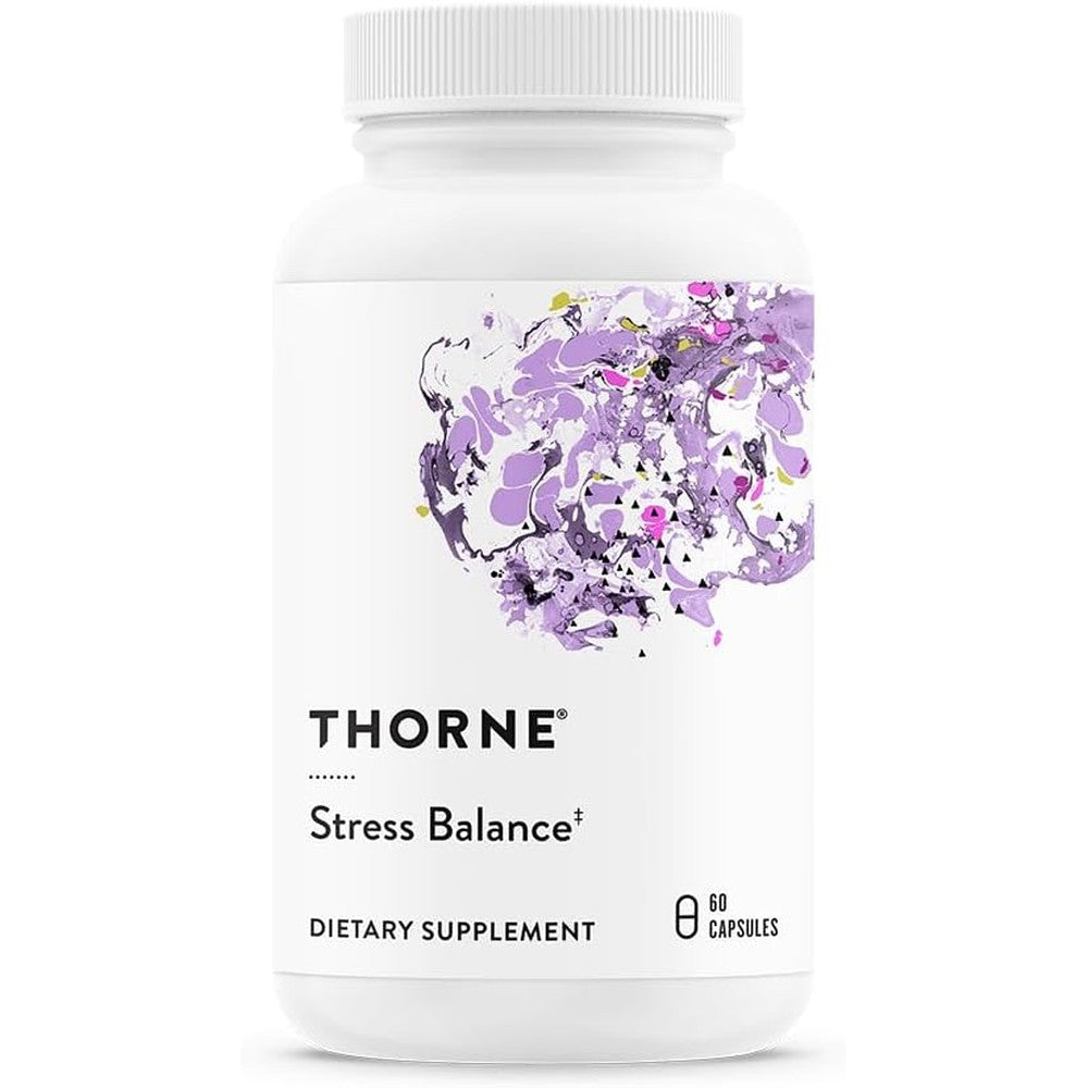 Thorne Stress Balance 60 vegetarian capsules front bottle view for adrenal support