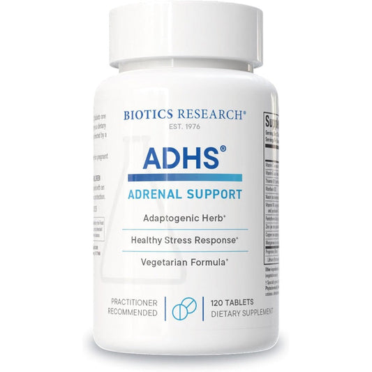 Biotics Research ADHS Adrenal Support bottle front view for stress relief and cortisol balance