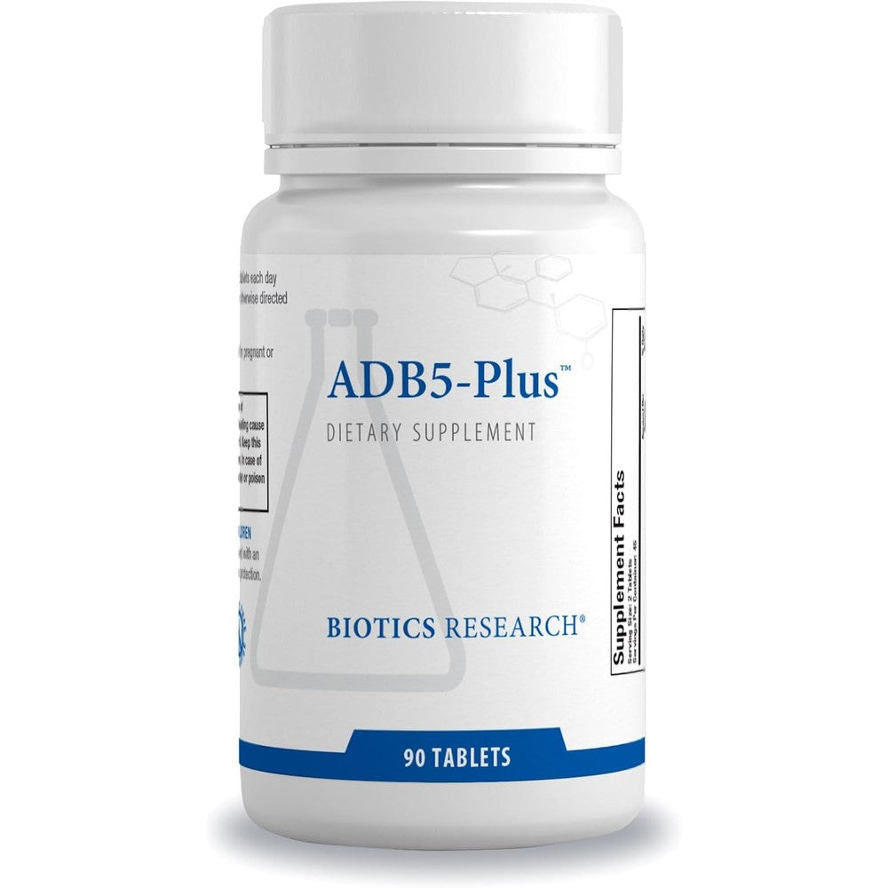 Biotics Research ADB5 Plus 90 Tablets front view bottle for adrenal support.