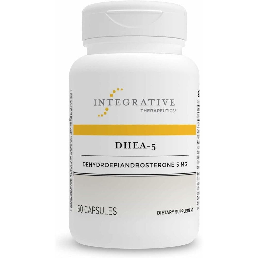 Integrative Therapeutics DHEA 5 Milligram healthy aging supplement front bottle view.