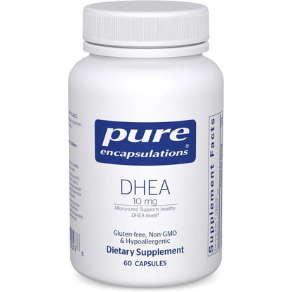 Pure Encapsulations DHEA 10 mg front view authentic hormone support bottle