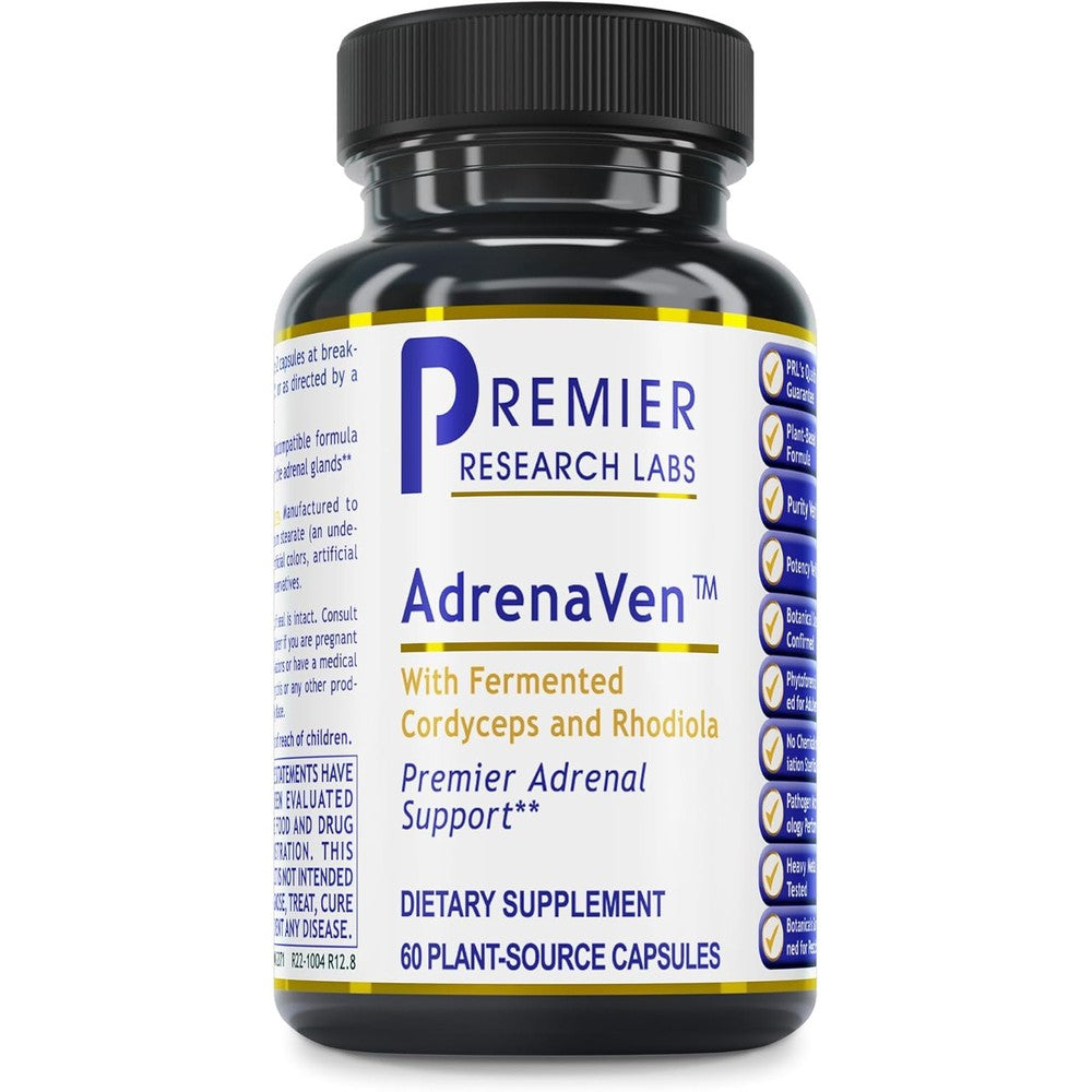 Premier Research Labs AdrenaVen sixty capsules bottle front view for adrenal health support