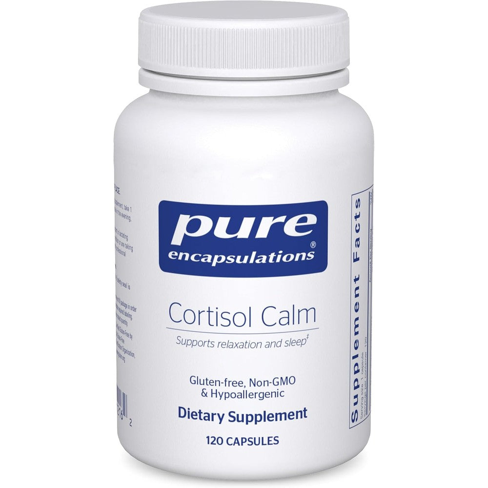 Pure Encapsulations Cortisol Calm 120 Capsules front bottle view for stress management supplement.