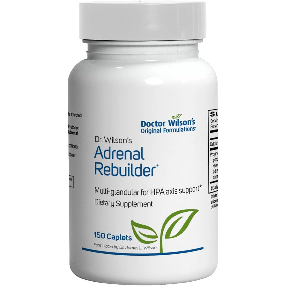 Doctor Wilson's Original Formulations Adrenal Rebuilder 150 Caplets front view bottle for stress relief.