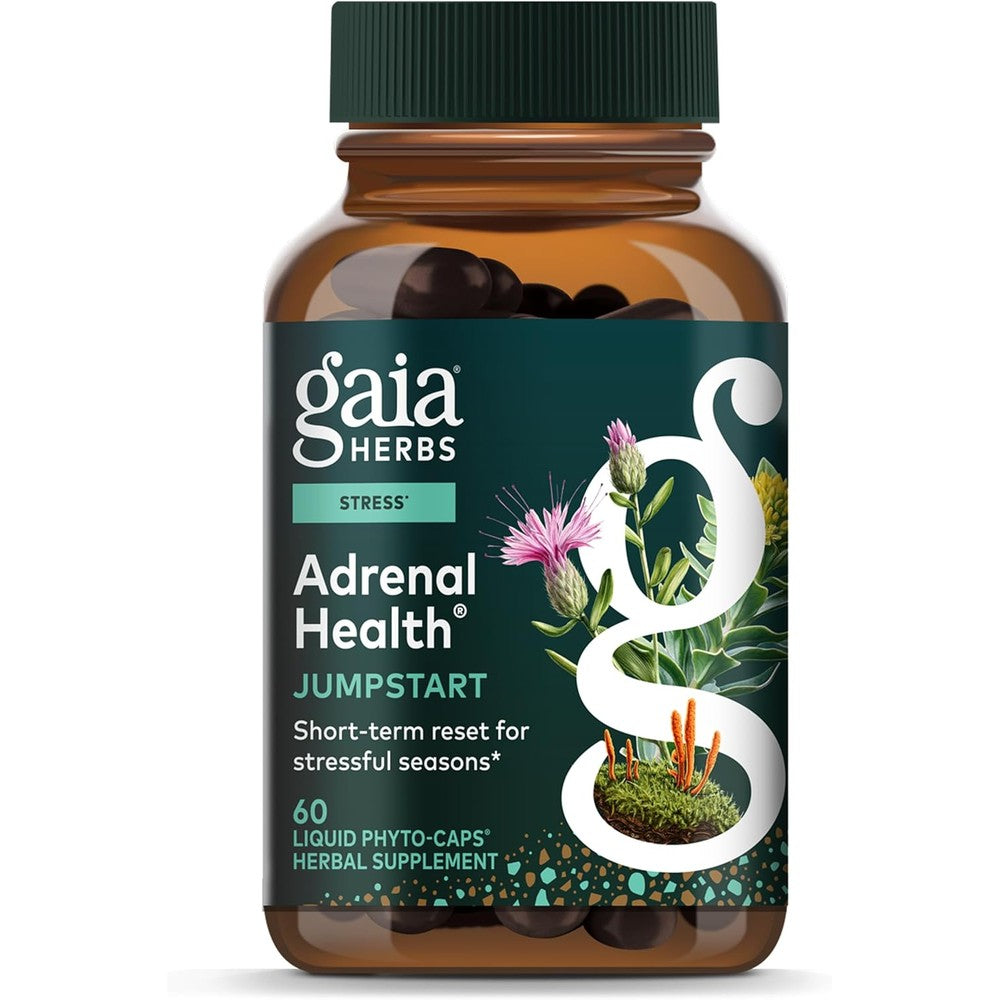 Gaia Herbs Adrenal Health Jumpstart 60 capsules front view bottle